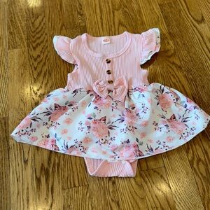 Adorable Baby Girl Pink Dress/Bodysuit, 9-12M, Very Good Condition